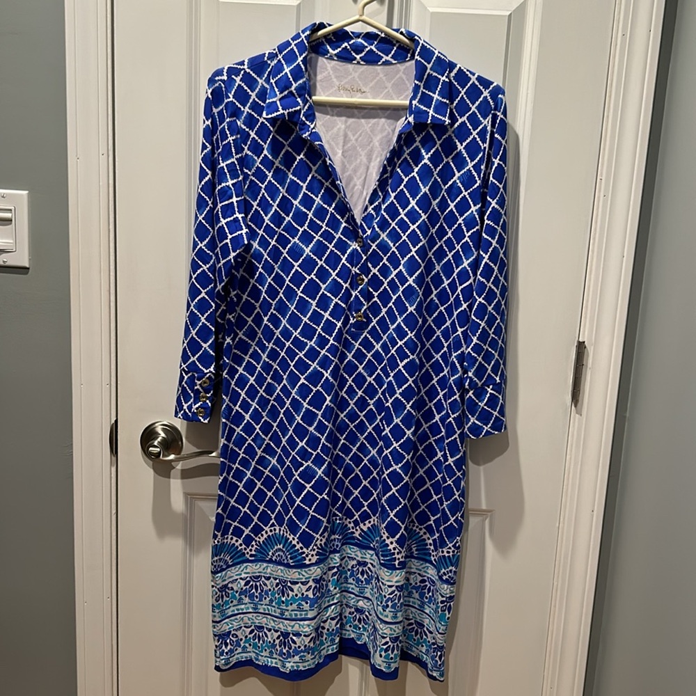 Lilly Pulitzer Blue Grotto Ansley Polo Dress Size L